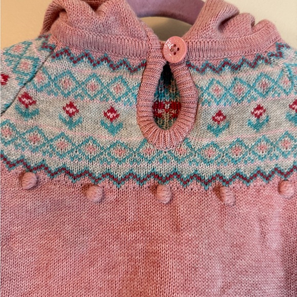 Angel Dear Fair Isle Girls 3T Hooded Cape Poncho Pink Blue - Picture 5 of 6